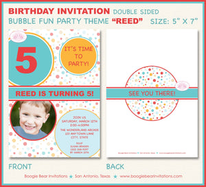 Bubble Photo Birthday Party Invitation Bounce Girl Boy Gender Neutral Retro Boogie Bear Invitations Reed Theme Paperless Printable Printed