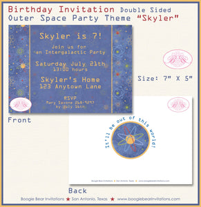 Outer Space Birthday Party Invitation Galaxy Solar System Rocket Boy Girl Boogie Bear Invitations Skyler Theme Paperless Printable Printed