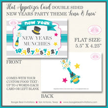 Load image into Gallery viewer, Happy New Years Favor Party Card Tent Place Food Tag Birthday Boy Girl Sibling Twins Kids Pink Blue Boogie Bear Invitations Lona Luca Theme