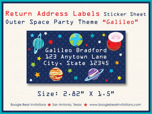 Outer Space Birthday Party Invitation Planets Solar System Galaxy Stars Boogie Bear Invitations Galileo Theme Paperless Printable Printed
