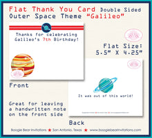 Load image into Gallery viewer, Outer Space Birthday Party Thank You Card Planets Galaxy Stars Solar System Astronaut Boy Girl Boogie Bear Invitations Galileo Theme Printed