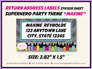 Pink Superhero Photo Party Invitation Birthday Girl Super Hero Supergirl Boogie Bear Invitations Maxine Theme Paperless Printable Printed