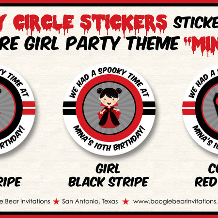 Vampire Girl Birthday Party Stickers Circle Sheet Halloween Full Moon Red Blood Dracula Black Bat Coffin Boogie Bear Invitations Mina Theme