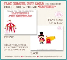 Load image into Gallery viewer, Big Top Circus Birthday Party Thank You Card Animals Boy Girl Showman Greatest Show Earth Tent Boogie Bear Invitations Matthew Theme Printed