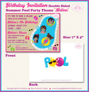 Swimming Pool Birthday Party Invitation Girl Swim Splash Bash Water Tube Boogie Bear Invitations Melina Theme Paperless Printable Printed