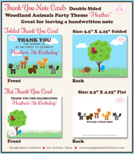 Load image into Gallery viewer, Woodland Animals Party Thank You Card Birthday Girl Pink Forest Creatures Outdoor Picnic Tree Boogie Bear Invitations Heather Theme Printed