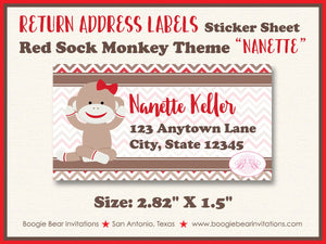 Red Sock Monkey Party Invitation Birthday Photo Girl Wild Zoo Jungle Swing Boogie Bear Invitations Nanette Theme Paperless Printable Printed