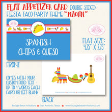 Load image into Gallery viewer, Fiesta Taco Birthday Party Favor Card Appetizer Food Place Sign Label Girl Boy Pinata Bar Cinco De Mayo Boogie Bear Invitations Naolin Theme