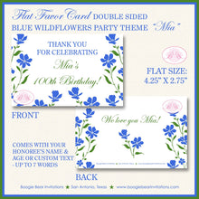 Load image into Gallery viewer, Blue Flowers Birthday Favor Party Card Tent Appetizer Place Girl Bluebonnets Wildflower Garden Wild Summer Boogie Bear Invitations Mia Theme