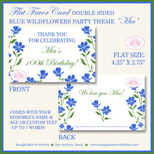 Blue Flowers Birthday Favor Party Card Tent Appetizer Place Girl Bluebonnets Wildflower Garden Wild Summer Boogie Bear Invitations Mia Theme