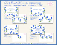Load image into Gallery viewer, Blue Flowers Birthday Favor Party Card Tent Appetizer Place Girl Bluebonnets Wildflower Garden Wild Summer Boogie Bear Invitations Mia Theme