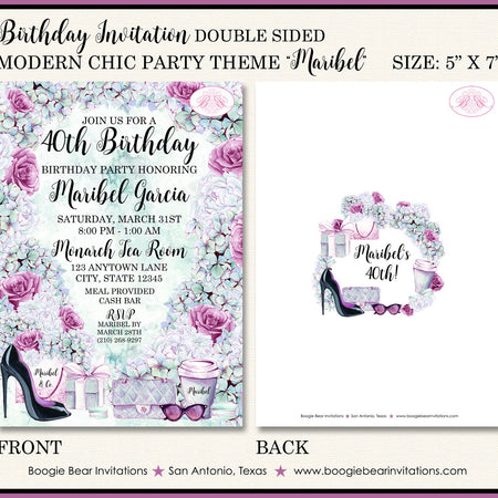 Fashionista Birthday Party Invitation Fashion Chic Green Pink Shopping Boogie Bear Invitations Maribel Theme Paperless Printable Printed