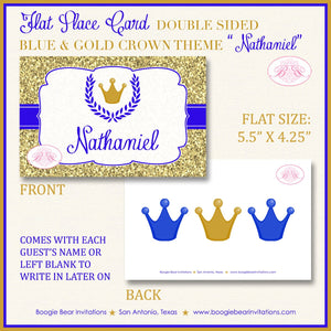 Royal Blue Gold Crown Birthday Favor Party Card Tent Place Food Appetizer Tag Boy Prince King Castle Boogie Bear Invitations Nathaniel Theme