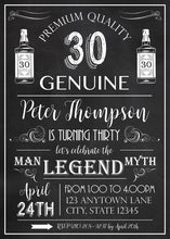 Load image into Gallery viewer, Vintage Dude Birthday Party Invitation Chalkboard Aged to Perfection Whisky Boogie Bear Invitations Peter Theme Paperless Printable Printed