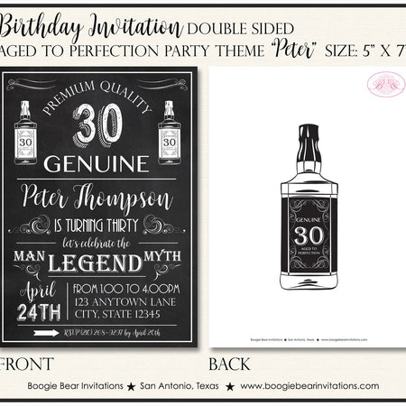 Vintage Dude Birthday Party Invitation Chalkboard Aged to Perfection Whisky Boogie Bear Invitations Peter Theme Paperless Printable Printed