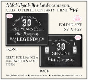 Vintage Dude Birthday Party Thank You Card Chalkboard Aged to Perfection Whisky Boy Girl Adult Boogie Bear Invitations Peter Theme Printed