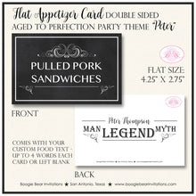 Load image into Gallery viewer, Vintage Dude Birthday Favor Party Card Tent Place Food Appetizer Chalkboard Aged to Perfection Whisky Boogie Bear Invitations Peter Theme
