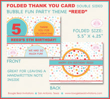 Load image into Gallery viewer, Bubble Birthday Party Thank You Card Circle Bubbles Bounce House Girl Boy Gender Neutral Retro Boogie Bear Invitations Reed Theme Printed