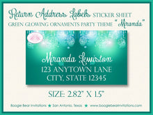 Load image into Gallery viewer, Green Glowing Ornament Birthday Party Invitation Aqua Turquoise Teal Girl Boogie Bear Invitations Miranda Theme Paperless Printable Printed