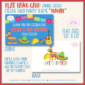 Fiesta Taco Birthday Party Favor Card Appetizer Food Place Sign Label Girl Boy Pinata Bar Cinco De Mayo Boogie Bear Invitations Naolin Theme
