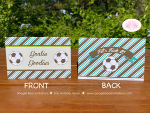 Retro Soccer Birthday Party Package Boy Girl Aqua Blue Lime Green Goal Keeper Team Sports Foot Ball Kick Boogie Bear Invitations Emery Theme