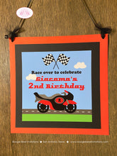 Load image into Gallery viewer, Red Motorcycle Birthday Party Package Boy Girl Motocross Grand Prix Black Street Pit Race Racing Track Boogie Bear Invitations Giacomo Theme