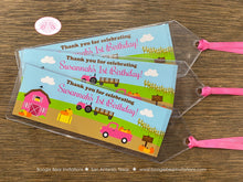 Load image into Gallery viewer, Pink Farm Harvest Birthday Party Bookmarks Favor Girl Boy Truck Barn Country Gift Pumpkin Fall Autumn Boogie Bear Invitations Susannah Theme