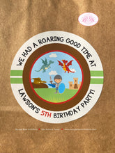 Load image into Gallery viewer, Dragon Knight Birthday Party Stickers Circle Sheet Boy Soldier Shield Red Brown Blue Flying Hero Slayer Boogie Bear Invitations Lawson Theme