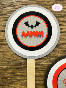 Little Devil Birthday Party Cupcake Toppers Cake Display Red Halloween Black Spider Bat Dracula Boy Girl Boogie Bear Invitations Aamon Theme