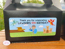 Load image into Gallery viewer, Dragon Knight Party Treat Boxes Birthday Favor Bag Soldier Shield Red Brown Blue Flying Hero Slayer Toy Boogie Bear Invitations Lawson Theme
