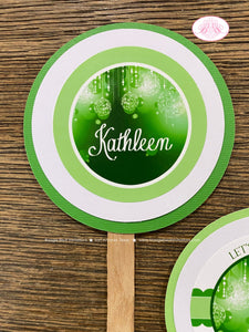 Green Glowing Ornaments Party Cupcake Toppers Birthday St. Patrick's Day Sweet 16 Girl Formal Elegant Boogie Bear Invitations Kathleen Theme