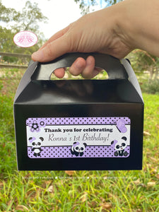 Purple Panda Bear Birthday Party Treat Boxes Favor Tags Girl Butterfly Wild Zoo Black Forest Animals Box Boogie Bear Invitations Ronna Theme