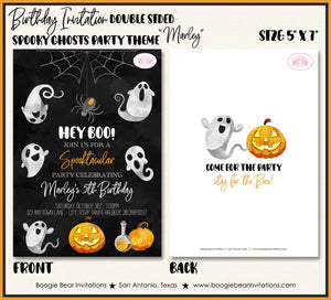 Halloween Ghosts Birthday Party Invitation Spider Hey Boo Pumpkin Boy Girl Boogie Bear Invitations Marley Theme Paperless Printable Printed