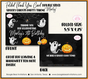 Halloween Ghosts Party Thank You Card Note Birthday Spider Web Haunted Pumpkin Hey Boo Boy Girl Boogie Bear Invitations Marley Theme Printed