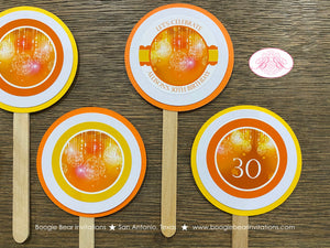 Orange Glowing Ornaments Party Cupcake Toppers Birthday Yellow Outdoor Glow Sweet 16 Formal Elegant Boogie Bear Invitations Allison Theme