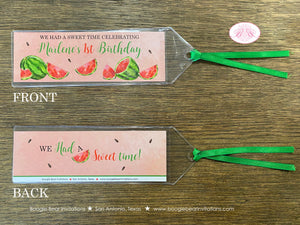 Red Watermelon Birthday Party Bookmarks Favor Girl One In a Melon Two Sweet Green Summer Fruit Farm Boogie Bear Invitations Marlene Theme