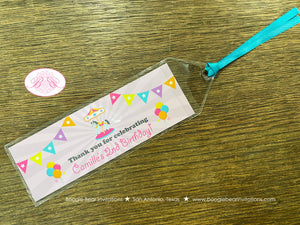 Amusement Park Birthday Party Bookmarks Favor Carousel Horse Girl Pink Blue Game Ferris Wheel Circus Boogie Bear Invitations Camille Theme