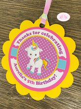 Load image into Gallery viewer, Rainbow Unicorn Party Favor Tags Birthday Cake Display Girl Pink Blue Purple Magic Pony Heart Horse Boogie Bear Invitations Aurelia Theme