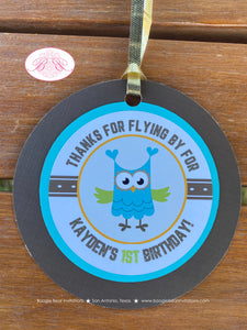 Forest Owls Party Favor Tags Birthday Girl Boy Retro Woodland Animals Birds Creatures Retro Vintage Fly Boogie Bear Invitations Kayden Theme