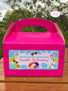 Splash Bash Party Treat Boxes Favor Birthday Blue Swimming Pool Summer Water Tube Ball Ocean Girl Boy Boogie Bear Invitations Danielle Theme