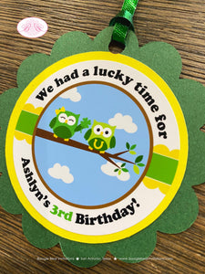 St. Patrick's Owls Party Favor Tags Birthday Girl Boy Woodland Animals Green Forest Shamrock Clover Hat Boogie Bear Invitations Ashlyn Theme