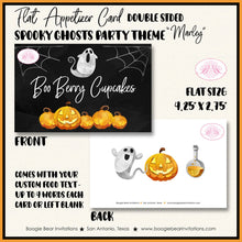 Load image into Gallery viewer, Halloween Ghosts Birthday Party Favor Card Appetizer Food Place Sign Label Pumpkin Spider Web Hey Boo Boogie Bear Invitations Marley Theme