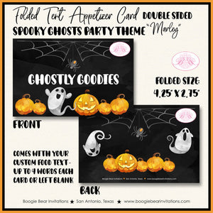 Halloween Ghosts Birthday Party Favor Card Appetizer Food Place Sign Label Pumpkin Spider Web Hey Boo Boogie Bear Invitations Marley Theme