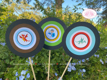 Load image into Gallery viewer, Dragon Knight Birthday Party Centerpiece Sticks Boy Soldier Shield Red Brown Blue Flying Hero Slayer Boogie Bear Invitations Lawson Theme