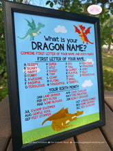 Load image into Gallery viewer, Dragon Name Birthday Party Sign Poster Soldier Knight Fire Breathing Flying Slayer Battle Fantasty Hero Boogie Bear Invitations Lawson Theme