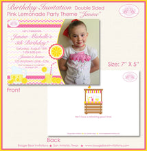 Load image into Gallery viewer, Pink Lemonade Birthday Party Invitation Girl Photo Sweet Lemon Stand Drink Boogie Bear Invitations Janine Theme Paperless Printable Printed