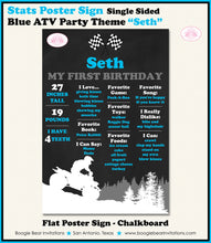 Load image into Gallery viewer, Blue ATV Birthday Party Sign Stats Poster Flat Frameable Black Chalkboard Milestone Race Girl Boy 1st Boogie Bear Invitations Seth Theme