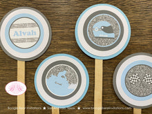 Load image into Gallery viewer, Blue ATV Baby Shower Cupcake Toppers Set Party All Terrain Vehicle 4 Wheeler Quad Boy Glitter Boogie Bear Invitations Alvah Theme