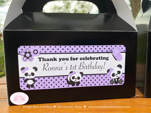 Purple Panda Bear Birthday Party Treat Boxes Favor Tags Girl Butterfly Wild Zoo Black Forest Animals Box Boogie Bear Invitations Ronna Theme