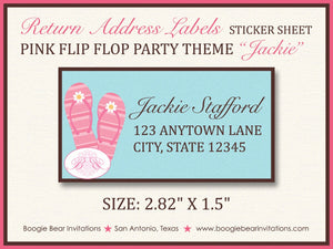 Flip Flop Pool Birthday Party Invitation Beach Pink Girl Swimming Splash Boogie Bear Invitations Jackie Theme Paperless Printable Printed
